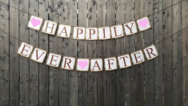 HAPPILY EVER AFTER Banner, Happily Ever After Wedding Signs, Wedding Banner, Rustic Wedding Banner, Photo Prop, Shabby Chic Wedding