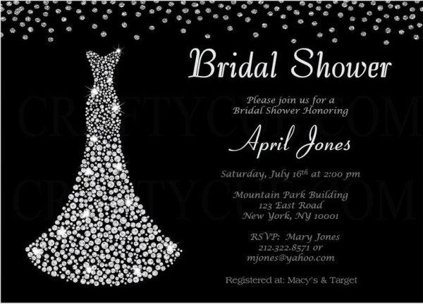 Bridal Shower Invitation, Diamond Bridal Shower Invitation, Diamond Wedding, Bling Wedding, Bling Bridal Shower Invite, Black and Silver