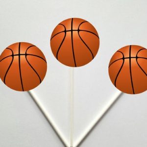 Basketball Cupcake Toppers, Basketball Birthday Cupcake Toppers