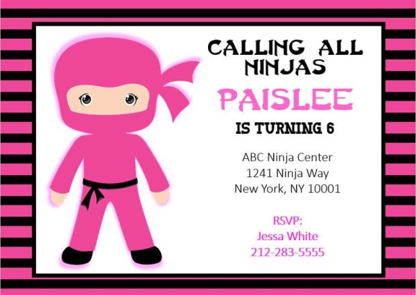 Ninja Birthday Invitation, Girl Ninja Invitation, Girl Ninja Invite, Karate Birthday Invitation - Karate Birthday Invite - Karate Invitation