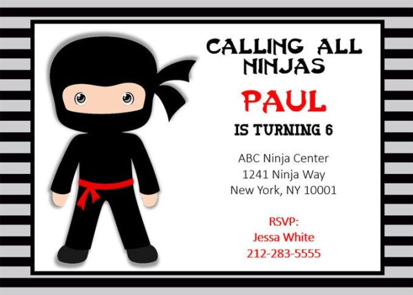 Ninja Birthday Invitation, Ninja Invitation, Ninja Invite, Karate Birthday Invitation - Karate Birthday Invite - Karate Invitation