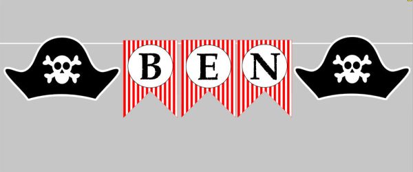 Pirate Birthday Banner - Pirate Party Banner - Pirate Hat Banner