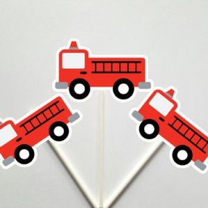 Firetruck Cupcake Toppers (810171224A)