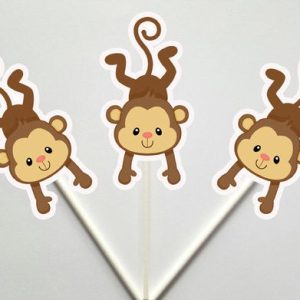 Monkey Cupcake Toppers, Monkey Baby Shower, Monkey Birthday
