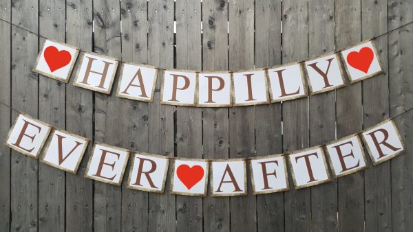 HAPPILY EVER AFTER Banner, Happily Ever After Wedding Signs, Wedding Banner, Rustic Wedding Banner, Photo Prop, Shabby Chic Wedding
