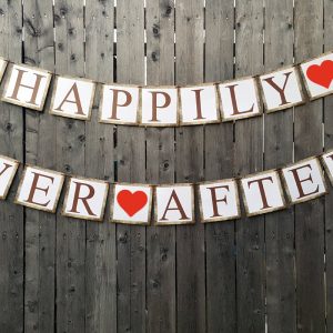 HAPPILY EVER AFTER Banner, Happily Ever After Wedding Signs, Wedding Banner, Rustic Wedding Banner, Photo Prop, Shabby Chic Wedding