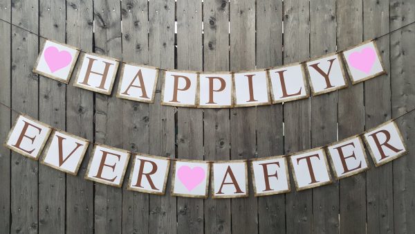 HAPPILY EVER AFTER Banner, Happily Ever After Wedding Signs, Wedding Banner, Rustic Wedding Banner, Photo Prop, Shabby Chic Wedding