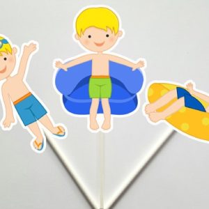 Pool Party Cupcake Toppers, Swimming Cupcake Toppers, Swim Party Cupcake Toppers, Swim Birthday Cupcake Toppers, Beach Party Cupcake Toppers