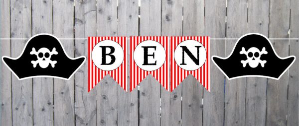 Pirate Birthday Banner - Pirate Party Banner - Pirate Hat Banner