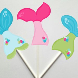 Mermaid Cupcake Toppers, Mermaid Tail Cupcake Toppers