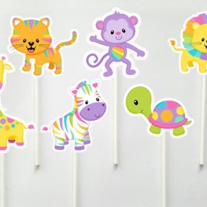 Jungle Animal Cupcake Toppers - Zoo Animal Cupcake Toppers - Safari Animal Cupcake Toppers (71017314A)