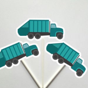 Garbage Truck Cupcake Toppers, Recycling Truck Cupcake Toppers (2817836P)