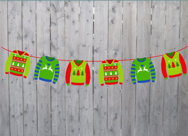 Ugly Sweater Cupcake Toppers, Ugly Sweater Party Cupcake Toppers, Ugly Sweater Party - Ugly Christmas Sweater Party Decorations - Image 2