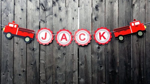Firetruck Birthday Banner - Fireman Party Banner - Firefighter Birthday Banner - Firetruck Banner - 3D