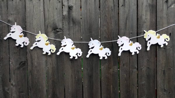 Pastel Unicorn Banner, Unicorn Garland, Unicorn Birthday, Unicorn Party, Unicorn Decoration, Unicorn Photo Prop, Unicorn First Birthday Gold