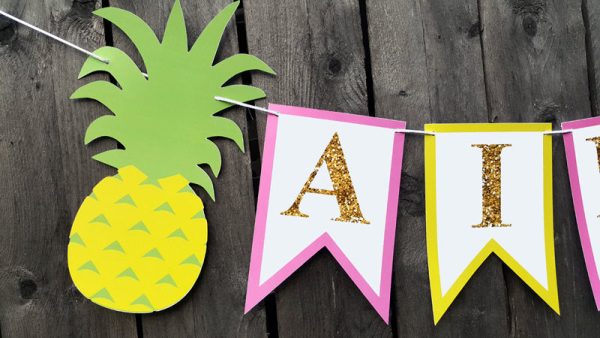 Pineapple Banner, Pineapple Birthday Banner, Pineapple Party Banner, Pineapple Bachelorette Banner, Luau Banner, Pineapple Wedding Banner