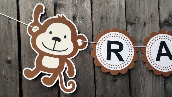 Monkey Banner, Monkey Birthday Banner, Monkey Baby Shower Banner, Monkey Nursery Sign, Monkey Decorations