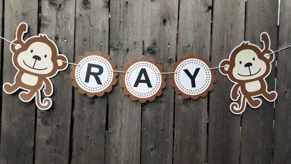 Monkey Banner, Monkey Birthday Banner, Monkey Baby Shower Banner, Monkey Nursery Sign, Monkey Decorations