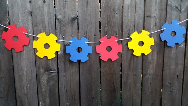Gears Garland, Gears Banner, Gears Party Banner, Robot Banner, Robot Garland, Robot Banner