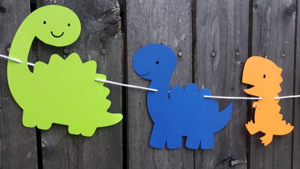 DINOSAUR PARTY GARLAND - Dinosaur Garland Dinosaur Banner Dinosaur Birthday Decorations Birthday Dinosaur Party Decorations First Birthday