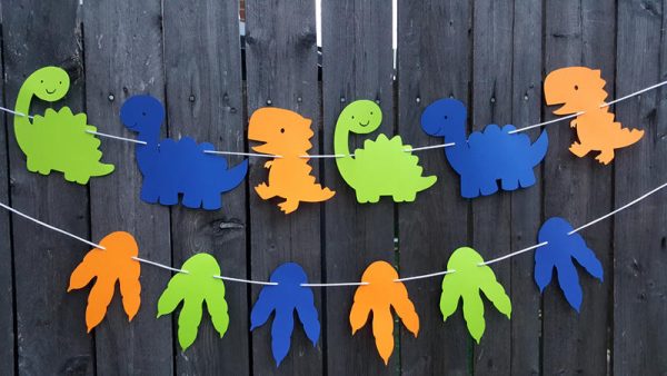 DINOSAUR PARTY GARLAND - Dinosaur Garland Dinosaur Banner Dinosaur Birthday Decorations Birthday Dinosaur Party Decorations First Birthday