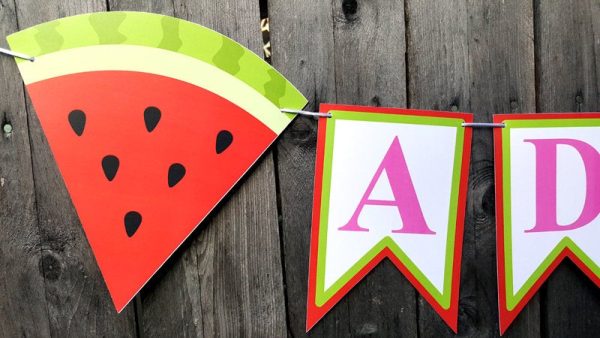 WATERMELON BANNER, Watermelon Birthday, Watermelon Party, First Birthday Banner, Summer Banner, Fruit Banner