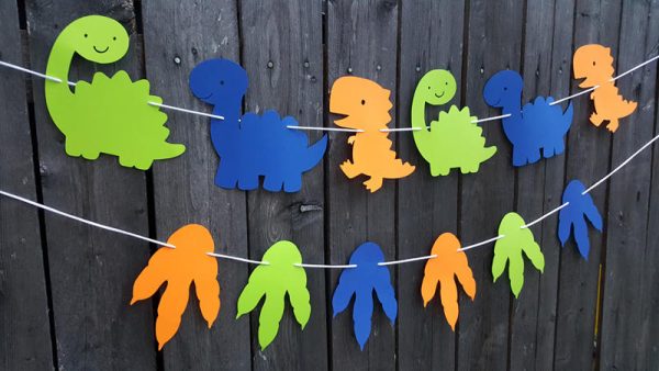DINOSAUR PARTY GARLAND - Dinosaur Garland Dinosaur Banner Dinosaur Birthday Decorations Birthday Dinosaur Party Decorations First Birthday