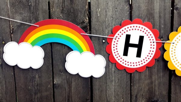 Rainbow Banner -  Rainbow Birthday Banner - 3D