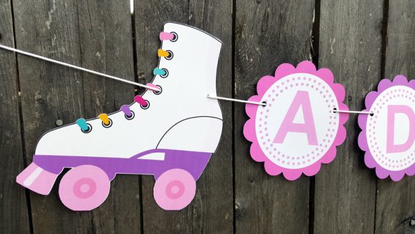 Roller Skate Banner, Roller Skate Birthday Banner - Skating Birthday Party - Roller Skating Party