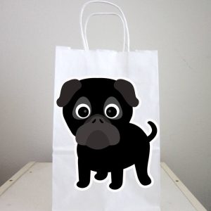 Black Pug Goody Bags, Pug Favor Bags, Pug Favor Bags, Puppy Bags