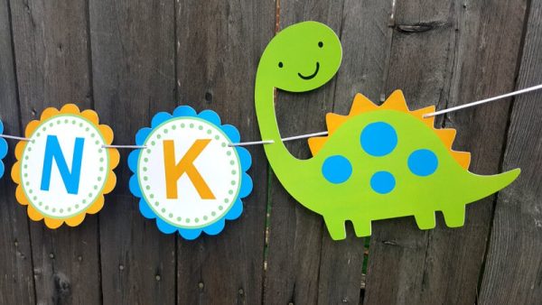 Dinosaur Banner - Dinosaur Birthday Banner - 3D