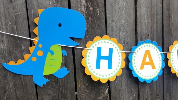 Dinosaur Banner - Dinosaur Birthday Banner - 3D