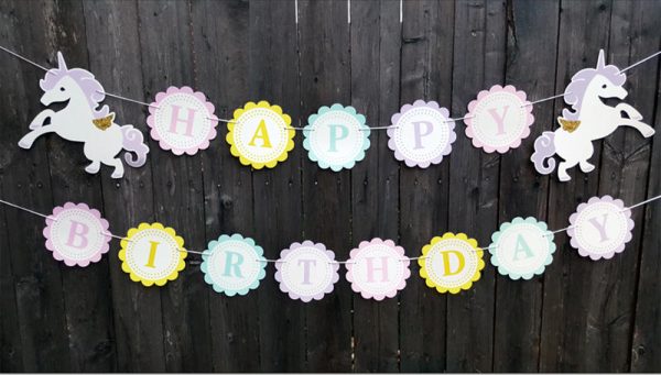 Happy Birthday Unicorn Banner - Unicorn Party - Unicorn Backdrop - Unicorn Birthday Banner - Unicorn Baby Shower - Photo Prop