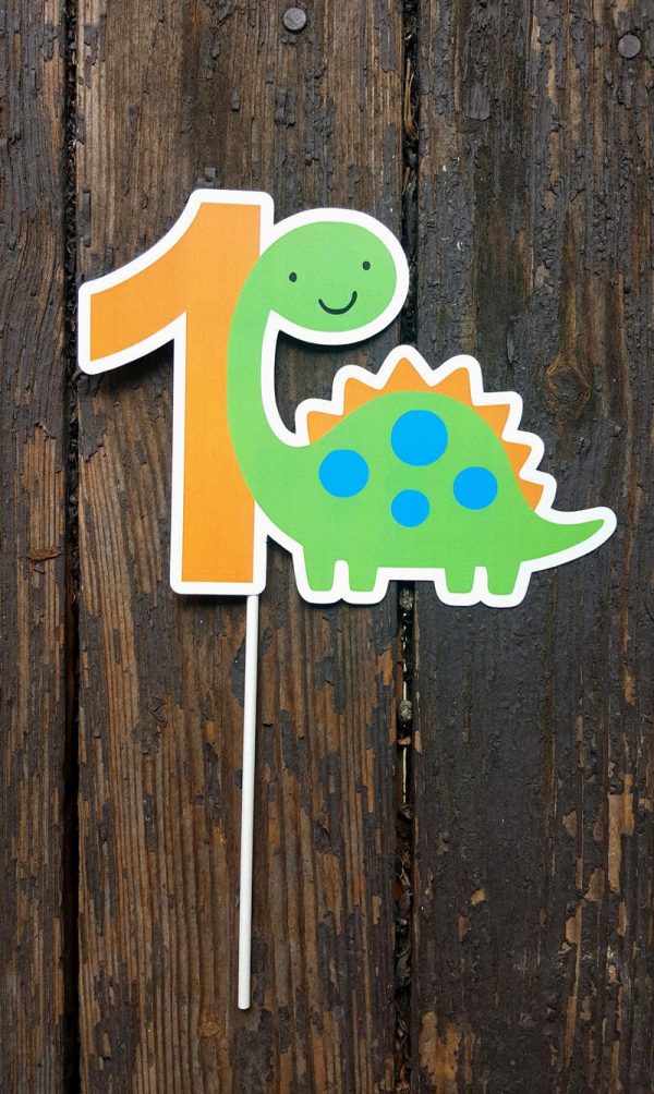 Dinosaur ONE Cake Topper - Dinosaur ONE Centerpiece Stick