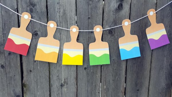 Paint Party Banner, Art Party Banner, Art Party Garland, Paintbrush Banner, Paintbrush Garland, Paint Party Garland, Confetti, Paint Brush