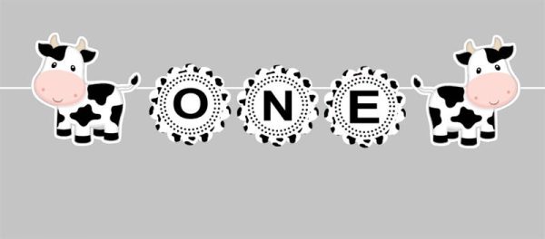 Cow Banner, Cow Birthday Banner, Cow Baby Shower, Farm Birthday Banner, Cow ONE Banner