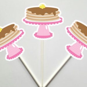 Pancake Cupcake Toppers, Pancakes and Pajamas Decorations