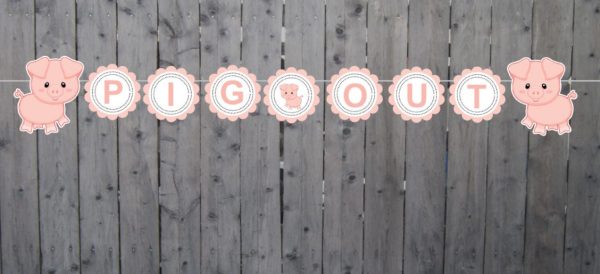 Pig Banner, Pig Birthday, Pig Party, Pig Baby Shower, Pig Out, Farm Birthday Banner