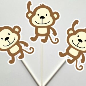 Monkey Cupcake Toppers, Monkey Baby Shower, Monkey Birthday