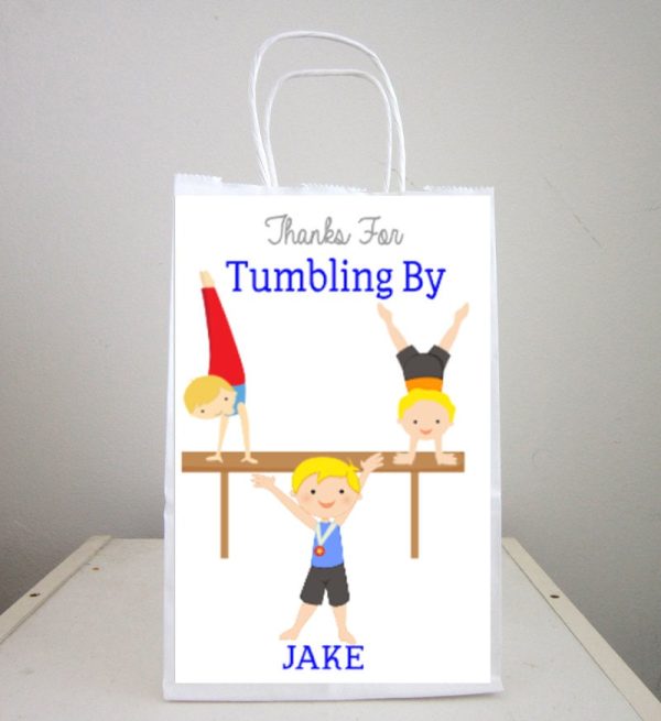 Gymnastics Goody Bags, Gymnastics Favor Bags, Gymnastics Party Favor, Goody, Gift Bags - Boy Gymnastics Bags