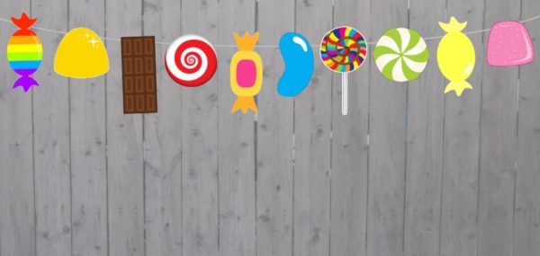 Candy Garland, Candy Bar Banner, Candy Birthday, Candy Decoration, Candy Buffet, Photo Prop