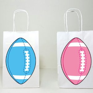 Football Goody Bags, Football Favor Bags, Football Gift Bags, Football Gender Reveal Party Bag, Gender Reveal, Pink Football, Blue Football
