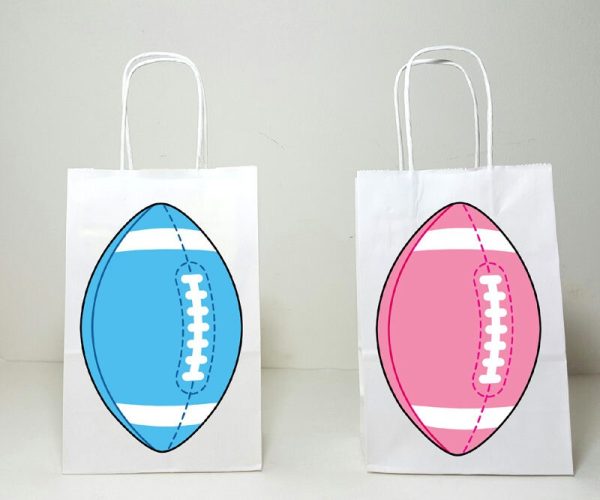 Football Goody Bags, Football Favor Bags, Football Gift Bags, Football Gender Reveal Party Bag, Gender Reveal, Pink Football, Blue Football