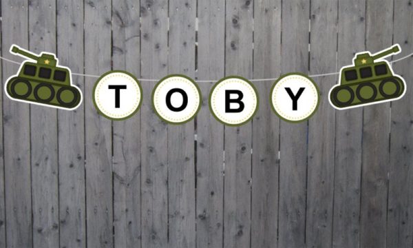 Army Birthday, Army Party, Army Tank Birthday, Army Birthday Banner
