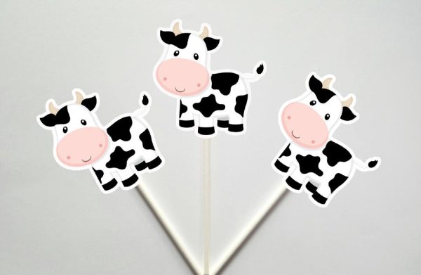 Cow Cupcake Toppers, Farm Animal Cupcake Toppers, Farm Birthday Cupcake Toppers, Animal Cupcake Toppers