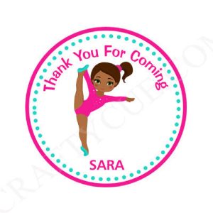 Gymnastics Goody Bag Tags, Gymnastics Favor Tags, Tumbling Party Favor Tags