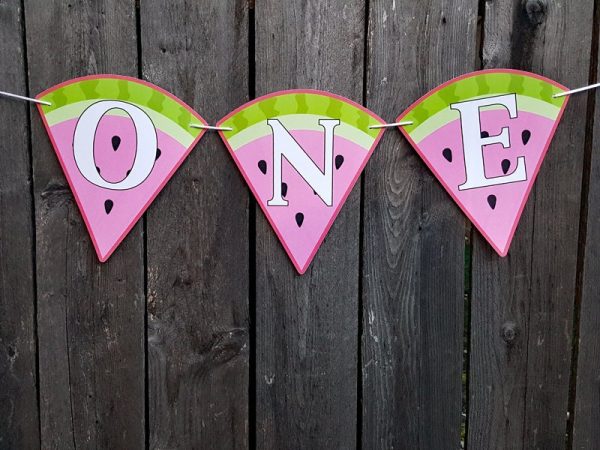 Watermelon ONE High Chair Banner, ONE In A Melon Birthday Party, Watermelon First Birthday, Baby Shower, Photo Prop, Watermelon Party