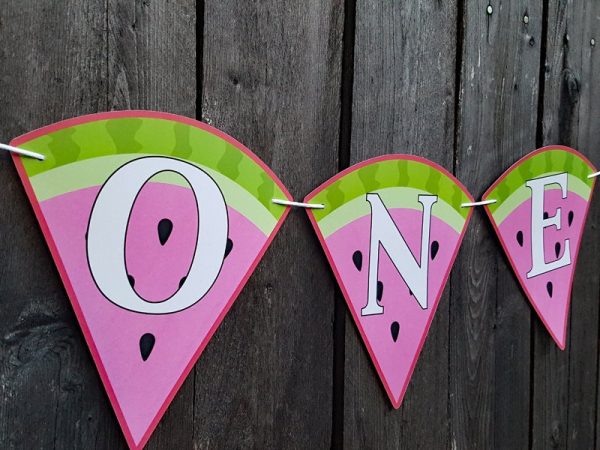 Watermelon ONE High Chair Banner, ONE In A Melon Birthday Party, Watermelon First Birthday, Baby Shower, Photo Prop, Watermelon Party