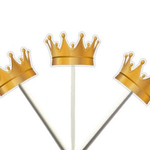 Crown Cupcake Toppers, Prince Baby Shower Cupcake Toppers - Royal Prince Cupcake Toppers with Gold Crowns