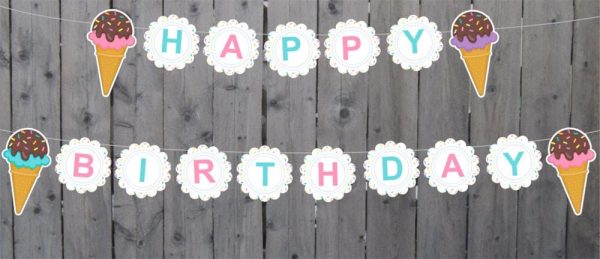 Ice Cream Banner, Ice Cream Garland, Ice Cream Party Decorations, Ice Cream Party Supplies, Ice Cream Party
